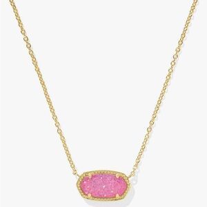 Kendra Scott Gold hot Pink Drusy Necklace new